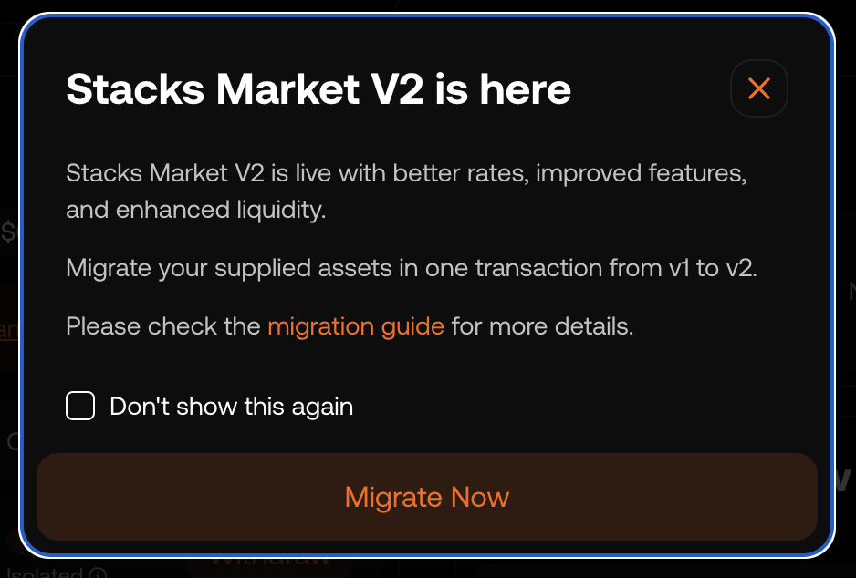 Stacks Market Liquidity Migration: V1 to V2
