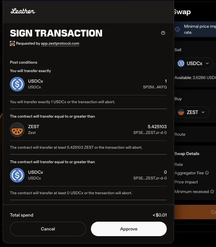Stacks wallet post condition example.